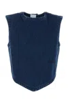 Patou Bow Detail Cropped Denim Top With Open Back