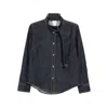 Patou Embroidered-logo Denim Shirt In Blue