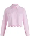 Patou Cropped Scalloped Shirt In Organic Cotton Poplin In Pink