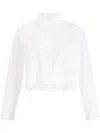 Patou Cropped Scalloped Shirt In Organic Cotton Poplin In White