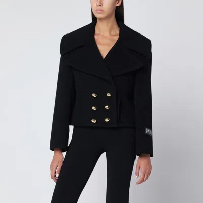 PATOU PATOU  SHORT BLACK DOUBLE-BREASTED COAT