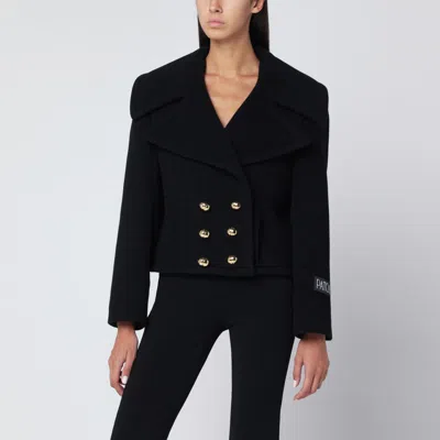 Patou Short Black Double-breasted Coat