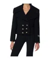 Patou Cropped Double Breasted Coat With Gold Buttons In Black