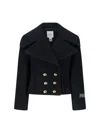 Patou Short Double-breasted Coat In Black