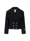 Patou Short Double-breasted Coat In Black