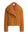 Patou Tailored Buttoned Cropped Double-breasted Coat In Brown