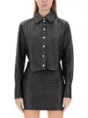Patou Cropped Textured Collared Jacket With Cuffed Sleeves In Black