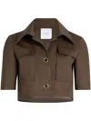 Patou Short Jacket In Organic Cotton Gabardine In Brown