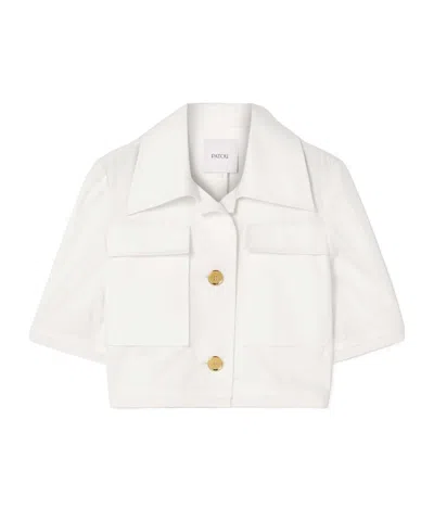 Patou Cropped Cotton-twill Jacket In White