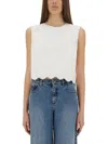 Patou Short Poplin Top In Neutral