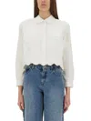 Shop Patou Short Scalloped Poplin Shirt