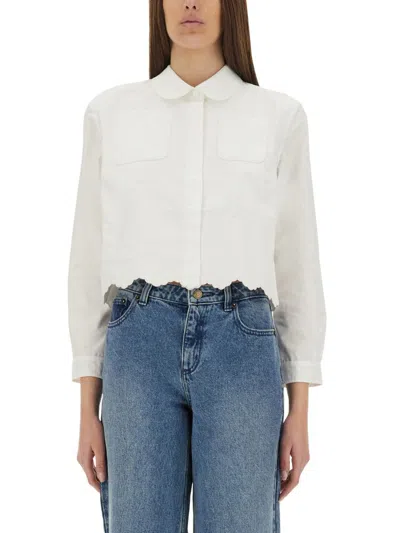 PATOU PATOU SHORT SCALLOPED POPLIN SHIRT