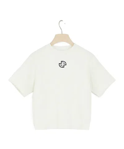 Patou Short-sleeve Jumper In 3d Knit In White