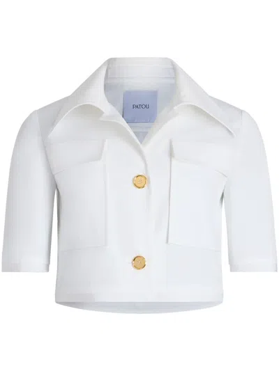 Patou Short-sleeved Cropped Jacket In White