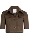 Patou Short Jacket In Organic Cotton Gabardine In 褐色