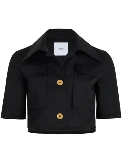 Patou Short-sleeved Cropped Jacket In B Black
