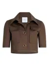 Patou Short Jacket In Organic Cotton Gabardine In Brown