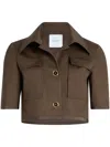 Patou Short Jacket In Organic Cotton Gabardine In Java Brown