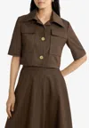 Patou Short Jacket In Organic Cotton Gabardine In Brown