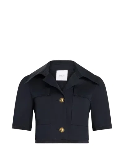 Patou Short-sleeves Cropped Jacket In Blue