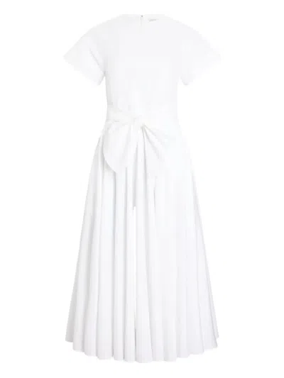 Patou Short Sleeves Midi Knot Dress In White