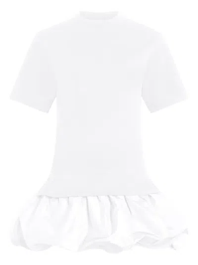 Patou Short-sleeved Mix Faille T-shirt Dress In White