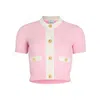 Patou Waffle Knit Cropped Cardigan In Cotton In Pink