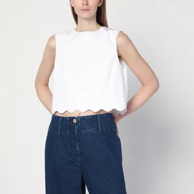 Patou Short White Top In Cotton