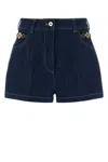 Patou High Waist Denim Shorts With Belt Loops In Blue
