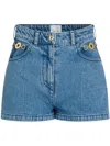 Patou High Waist Denim Shorts With V-shaped Seam In Blue