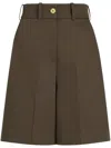 Patou High-waisted Military Green Shorts With Pockets In Brown