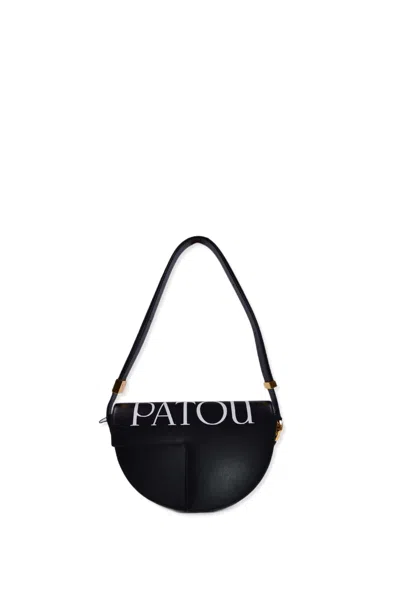 Patou Logo-print Leather Bag In Black