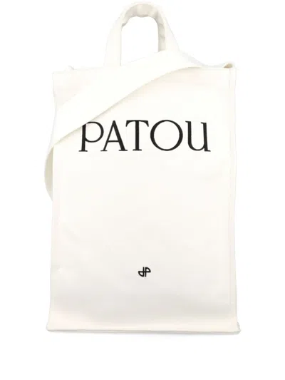 Patou Shoulder Bag With Logo In Neutrals