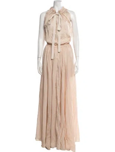 Pre-owned Patou Silk Long Dress W/ Tags In Neutrals