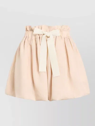 Patou Silk Nylon Striped Shorts Ruffled Hem In Neutral
