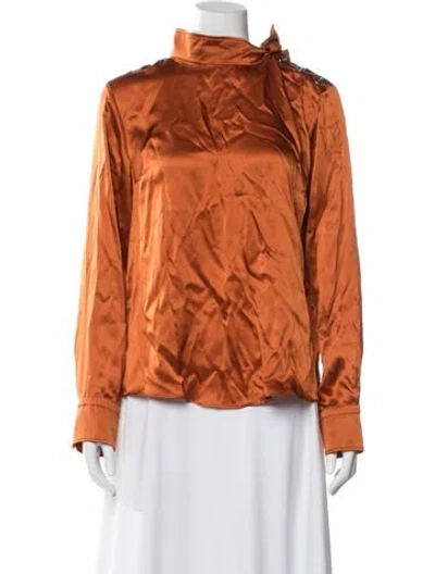 Pre-owned Patou Silk Tie Neck Top W/ Tags In Orange