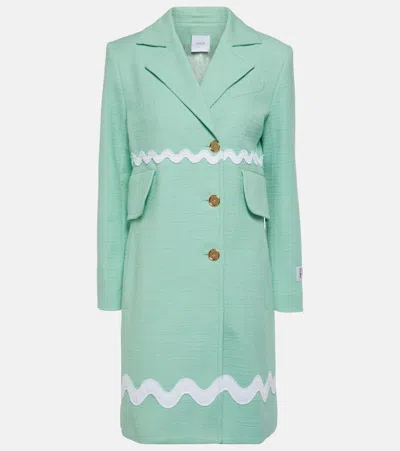 PATOU 单排扣棉质混纺花呢大衣