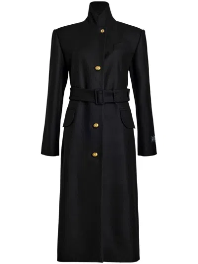 Patou Single-breasted Wool Coat In Black