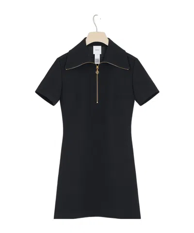 Patou Skater Mini Dress In Technical Crepe In Black
