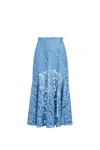 Patou Mermaid Lace Midi Skirt In Clear Blue