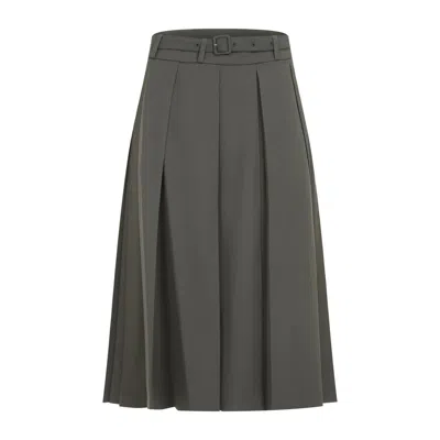 Patou Signature Pleated Midi Skirt In Green