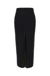 Patou Wool Skirt With Front Slit And Ribbed Texture