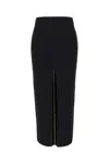 Patou Wool Skirt With Front Slit And Ribbed Texture In 999b