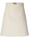 Patou High-waisted A-line Midi Skirt In Beige