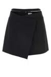 Patou Stretch Wool Mini Skirt With High Waist And A-line Silhouette In Black
