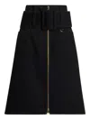Patou Midi Skirt With Zipper And Belt In Black