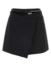 Patou Stretch Wool Mini Skirt With High Waist And A-line Silhouette In Black