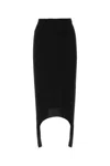 Patou Asymmetric Hemline Viscose Blend Skirt In Black