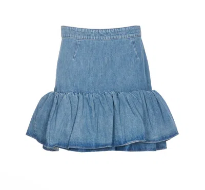 Patou Ruffled Mini Skirt In Blue