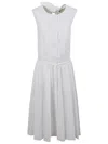 Patou Sleeveless Button-down Dress With Tie Detail In White